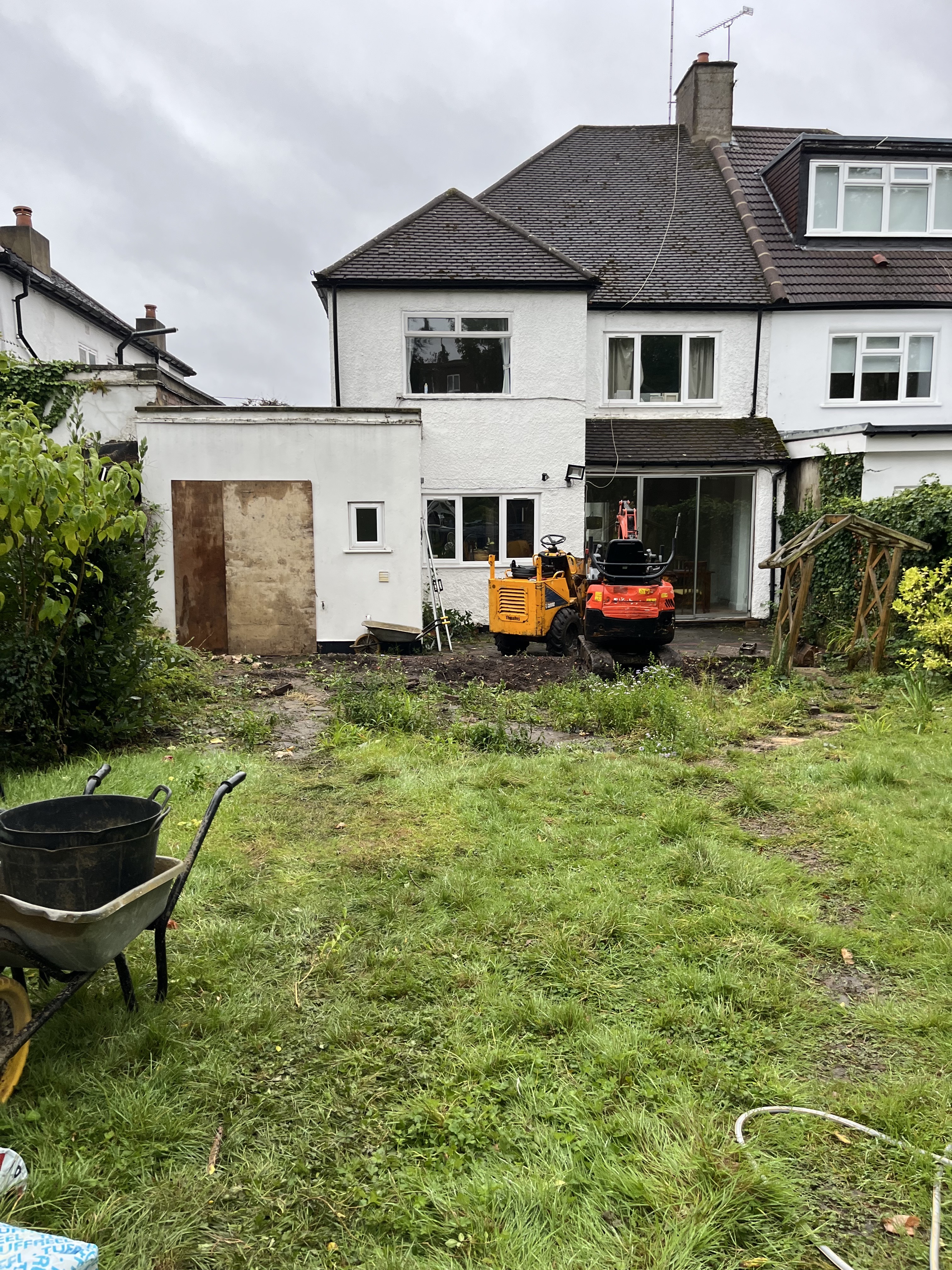 The renovation in progress — stripped back to the bones